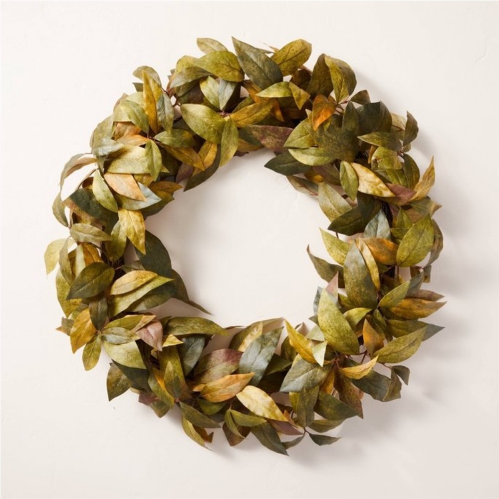 Hearth and Hand Magnolia Wreath Faux Bay Leaf Wreath 24in